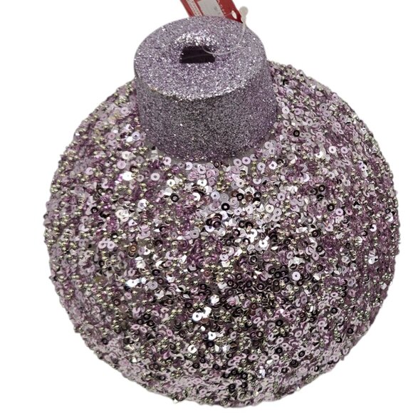 Two (2) Ashland 7" Glitter & Sequin Lavender Ball Ornaments Christmas New Year - Picture 2 of 5